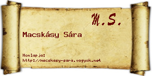 Macskásy Sára névjegykártya