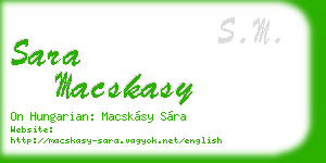 sara macskasy business card